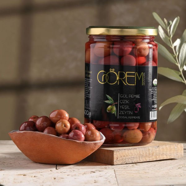 Ege'den Gül Pembe Çizik Edremit Cins Zeytin(Doğal Fermente)