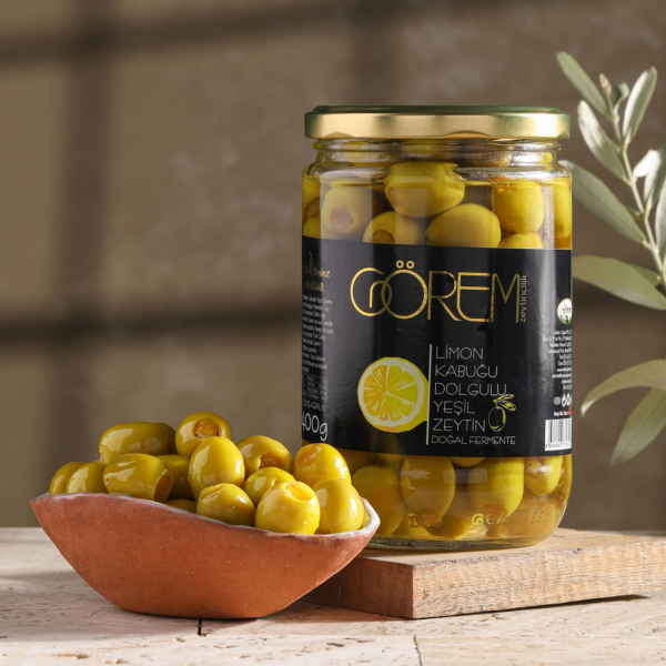 Ege'den Limon Kabuğu Dolgulu Yeşil Zeytin(Doğal Fermente)