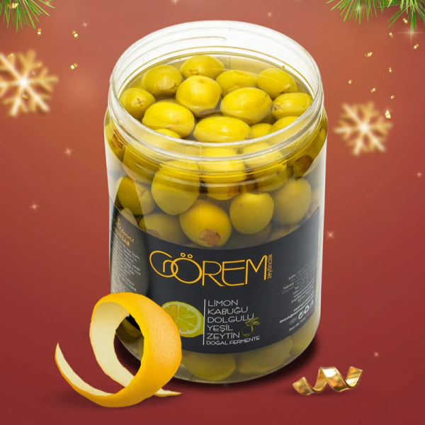 Ege'den Limon Kabuğu Dolgulu Yeşil Zeytin(Doğal Fermente)