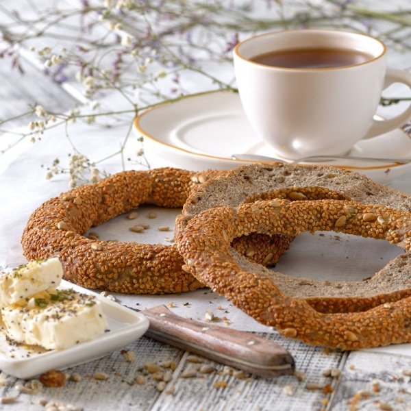 Ekşi Mayalı Cevizli ve Ayçekirdekli Tam Buğday Simit(5 adet)