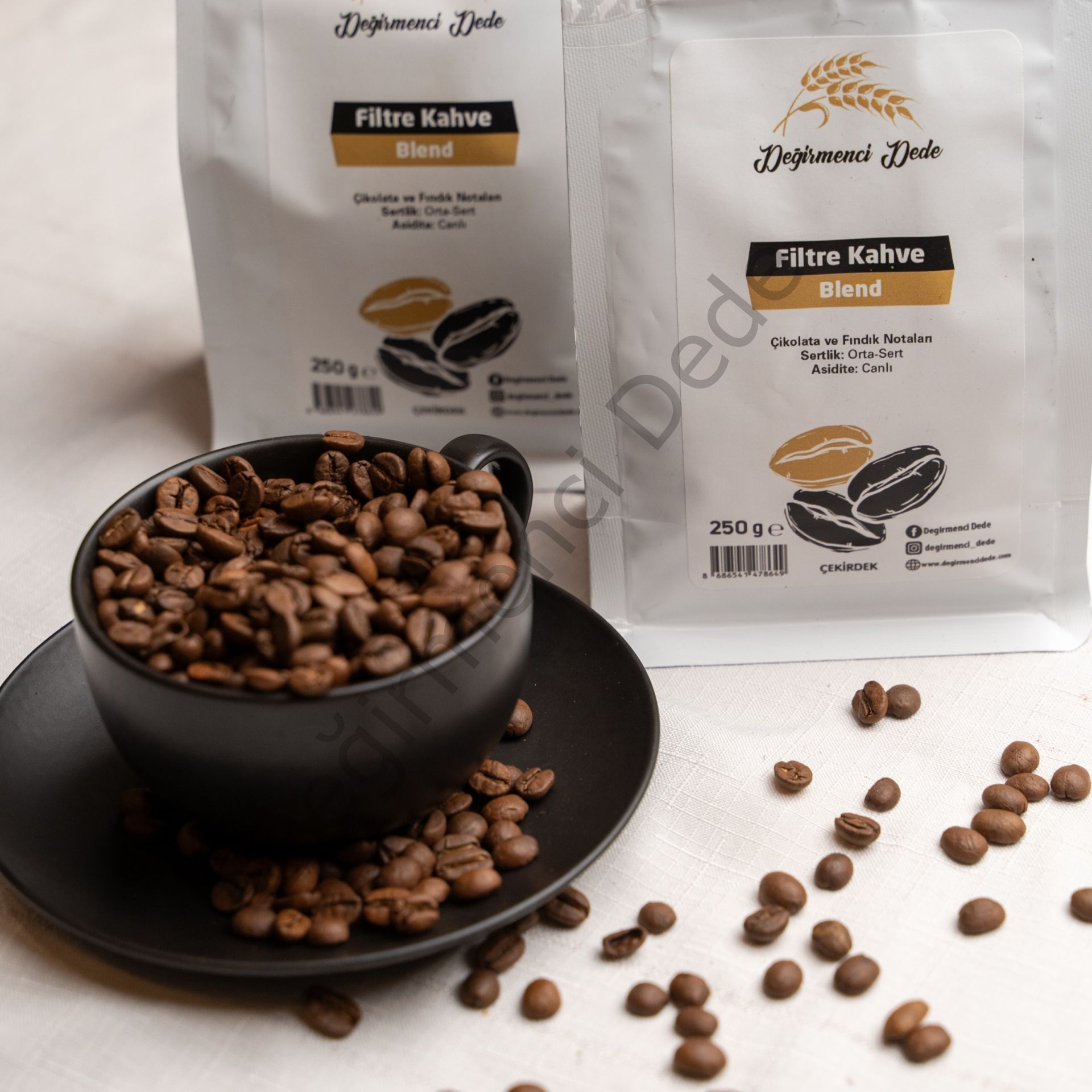 Çekirdek Kahve Blend (Öğütülmemiş)(Etiyopya %50, Kolombiya %30,Peru %20) 250g