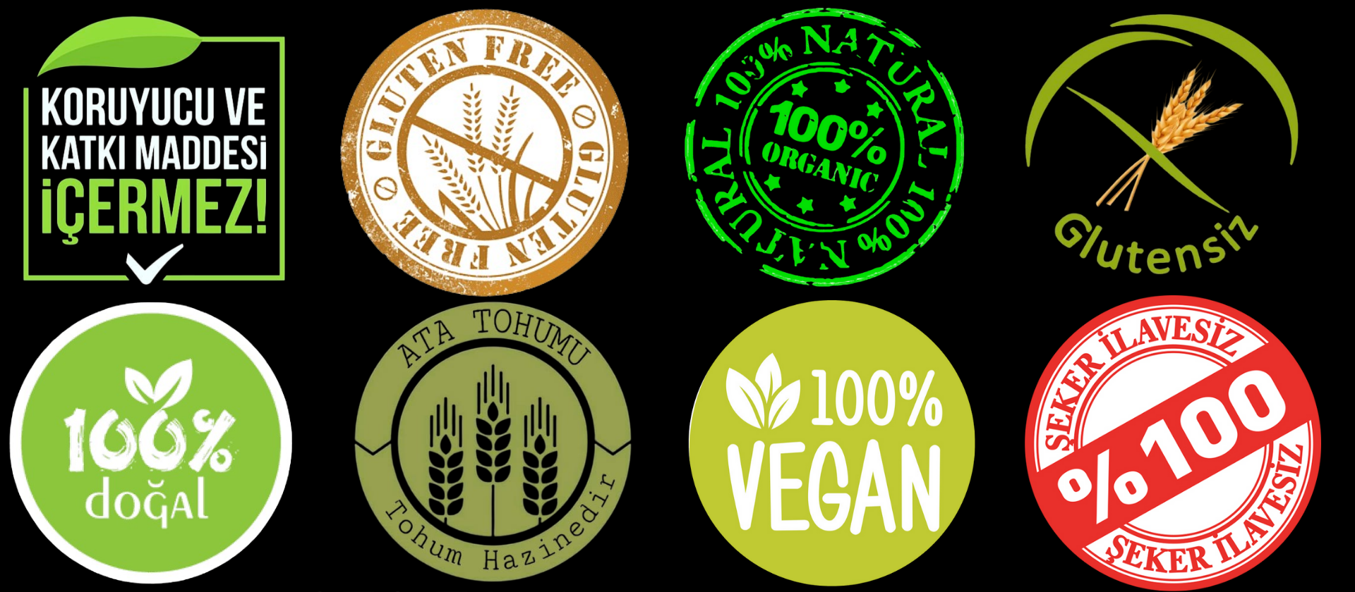 HİÇBİR KORUYUCU ve KİMYASAL İÇERMEYEN, %100 DOĞAL ÜRÜNLER